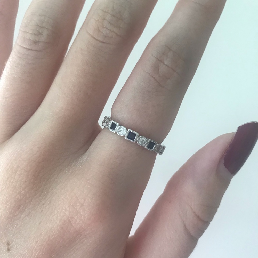 .925 Sterling Silver Blue Sapphire Stackable Ring - Picture 6 of 6